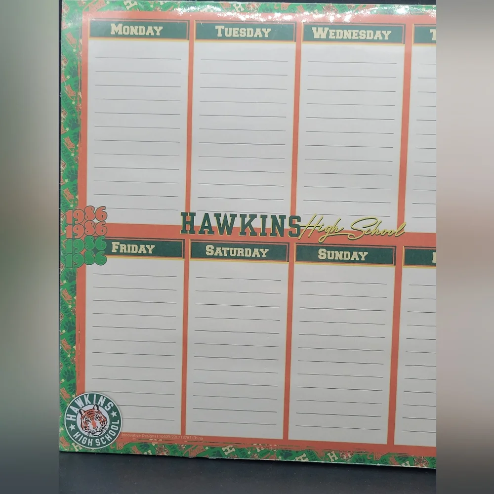 Stranger Things 1986 Hawkins Tigers School Planner And Note Pad